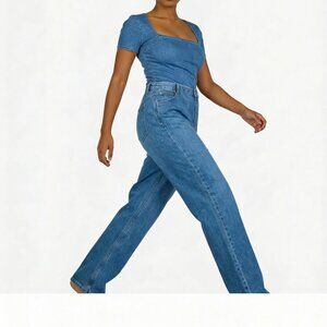 LEE Riders Women's Blue Straight High Rise Y2K Western Jeans Plus Size 18 P